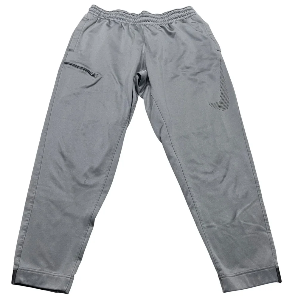 Nike Dri-FIT Mens XXL Grey Fleece Lined Jogger Sweatpants Zipper Pocket Swoosh